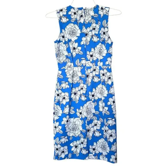 Banana Republic Blue White Floral Sleeveless Sheath Dress Size 0 - Picture 8 of 8